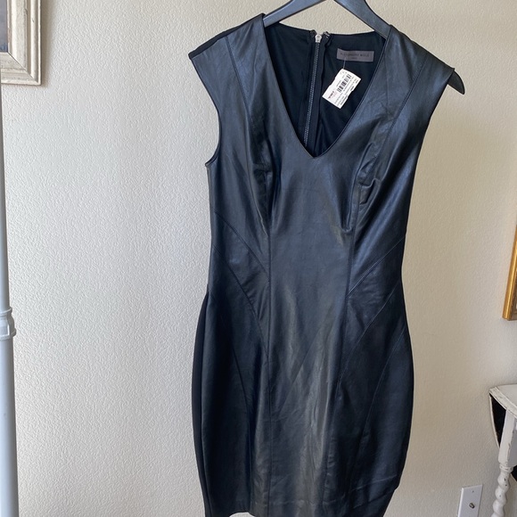 Alassandro Miele black body con faux leather dress size S - Picture 12 of 12